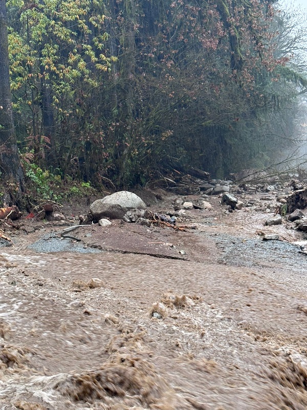 Mudslide across Quarry Road in Coquitlam