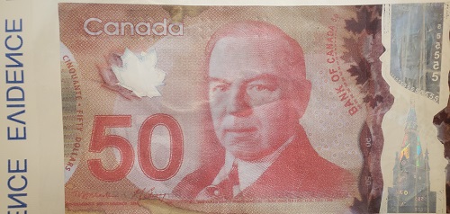 photograph of counterfeit $50 bill