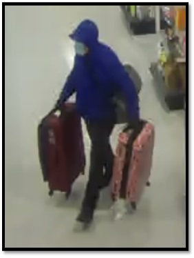 Suspect no 1 : veste bleue avec deux valises