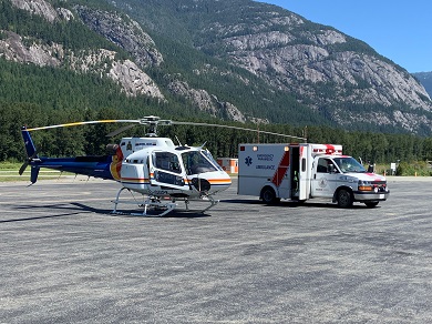 RCMP helicopter and BC Ambulance 
