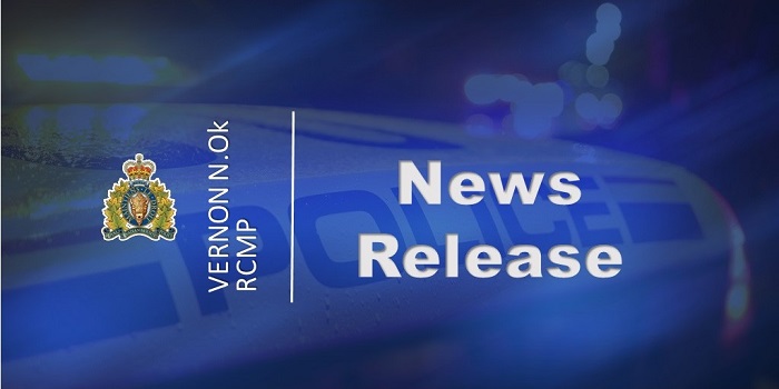 stock blue background Vernon N.OK RCMP and news release in text