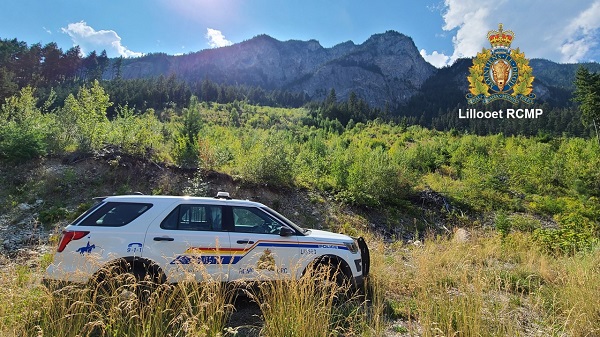 Lillooet RCMP police vehicle with mountains in background