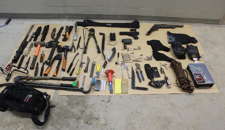 Items seized from the suspect and his vehicle